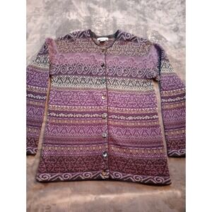 Vintage Cardigan Sweater Le Mode Womens Sz M Nordic‎ Fair Isles Grandma Granny